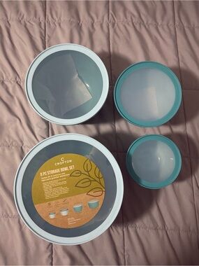 Crofton 8 Piece Light Blue Nesting Food Storage Bowl Set with Lids